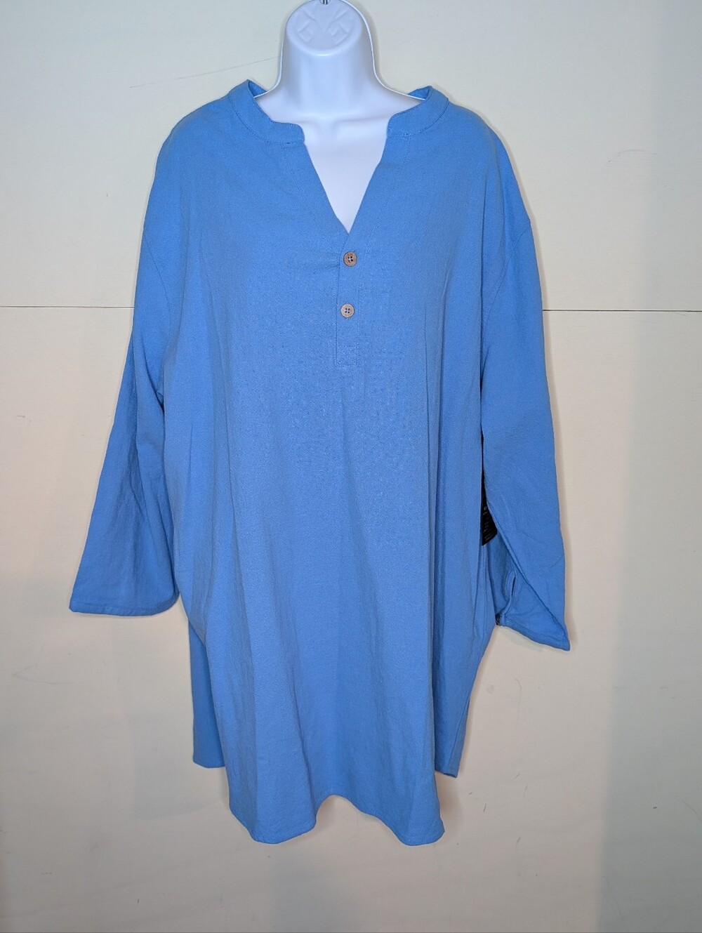 NWT KS Island Cotton Beach Cover Up Dress Light Blue